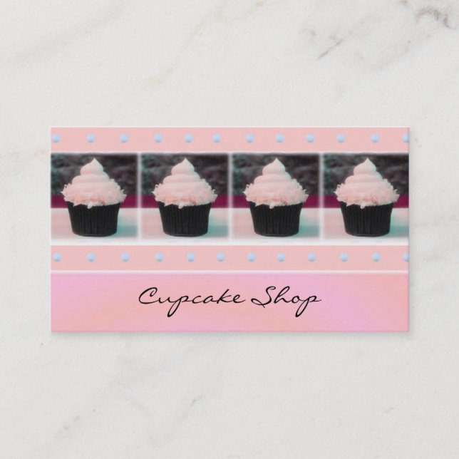 Cartões de visitas do rosa e do cupcake de Brown (Frente)