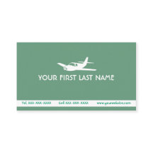 Cartões de visitas do símbolo do avião do verde de
