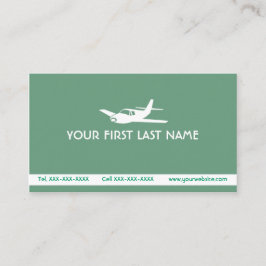 Cartões de visitas do símbolo do avião do verde de