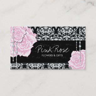 Cartões de visitas dos rosas de damasco do vintag