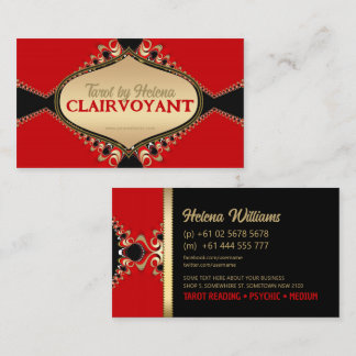 Cartões de visitas Elegante Tarot Barroco Vermelho