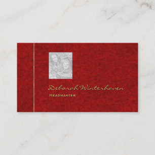 Cartões de visitas Elegante Vermelho e Ouro com Fo
