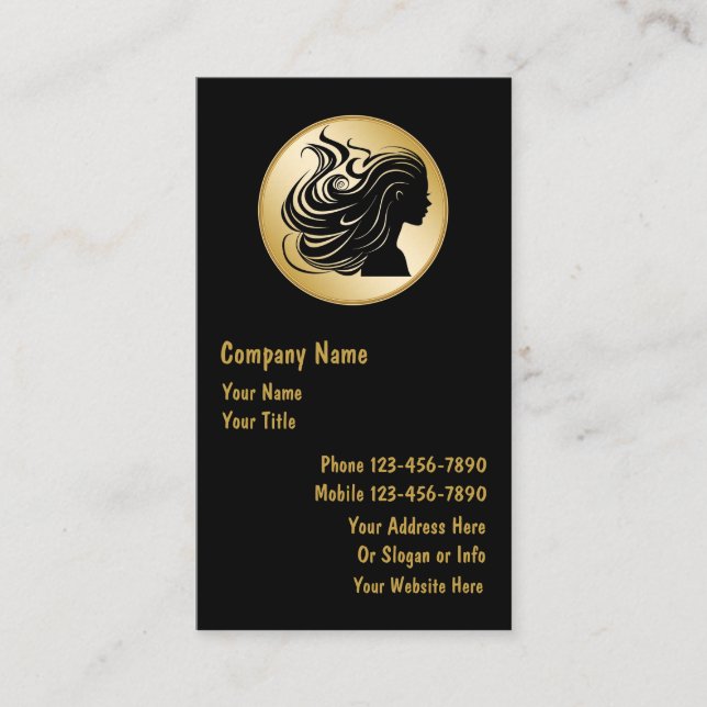 Cartões de visitas elegantes do cabeleireiro (Frente)