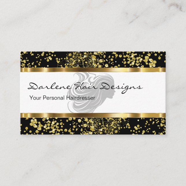 Cartões de visitas elegantes do cabeleireiro da (Frente)