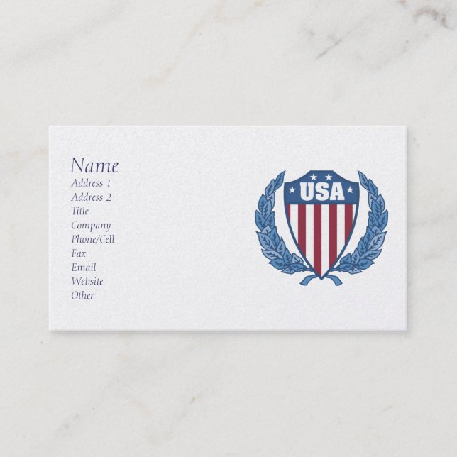 Cartões de visitas emblem personalizáveis dos EUA (Frente)
