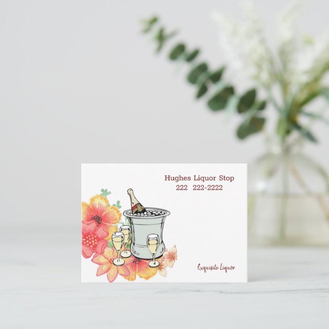 Cartões de visitas, excelente loja de bebidas (Em pé/Frente)