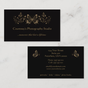 Cartões de visitas filigranas Dourados pretos das