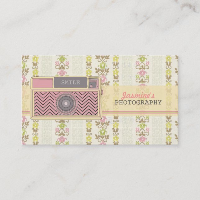 Cartões de visitas florais da fotografia da câmera (Frente)