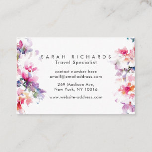 Cartões de visitas florais personalizados da cor