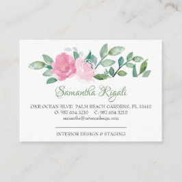 Cartões de visitas Florais Rosa e Verde