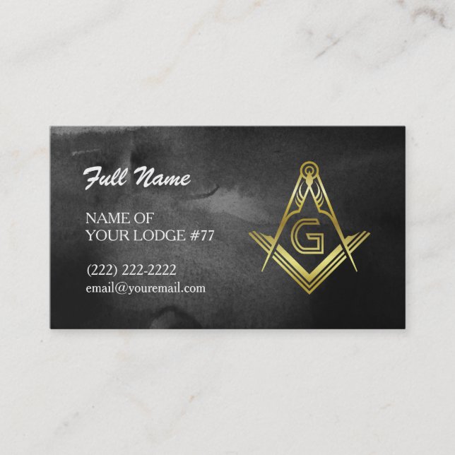 Cartões de visitas Freemason | Preto e Dourado Aqu (Frente)