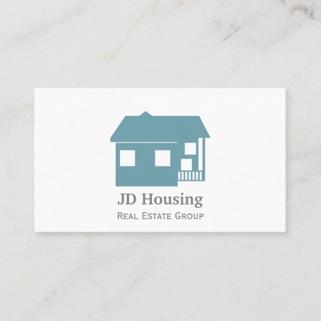 Cartões de visitas imobiliários do Mod Blue White  (Frente)