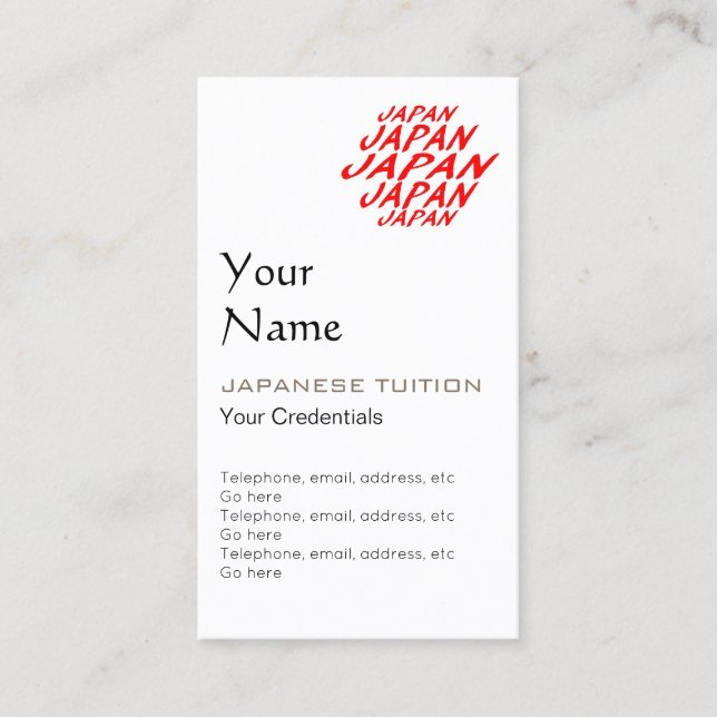 Cartões de visitas japoneses da nomeação do tutor (Frente)