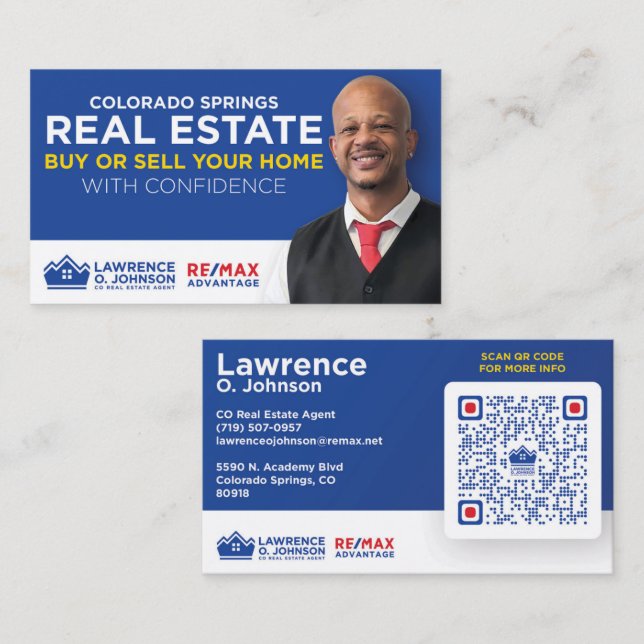 Cartões de visitas Lawrence O. Johnson Real Estate (Frente/Verso)