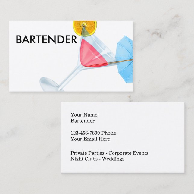 Cartões de visitas Legal do Trendy Bartender (Frente/Verso)