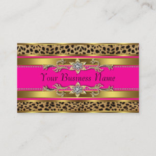 Cartões de visitas-leopardo-rosa-quente