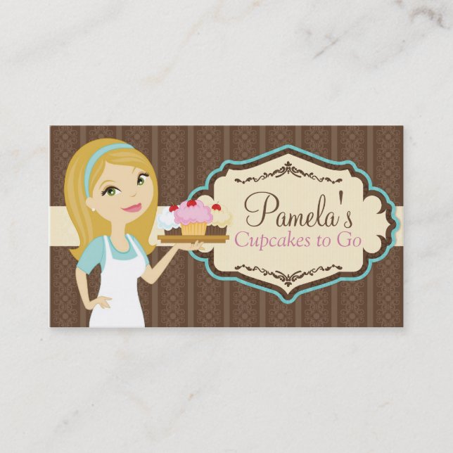 Cartões de visitas louros D11 do cupcake do (Frente)