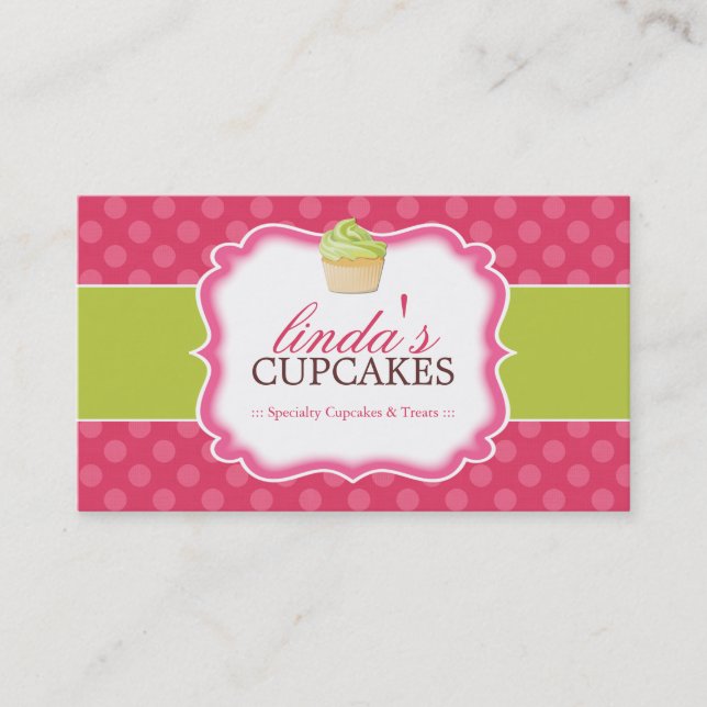 Cartões de visitas lunáticos e bonitos do cupcake (Frente)