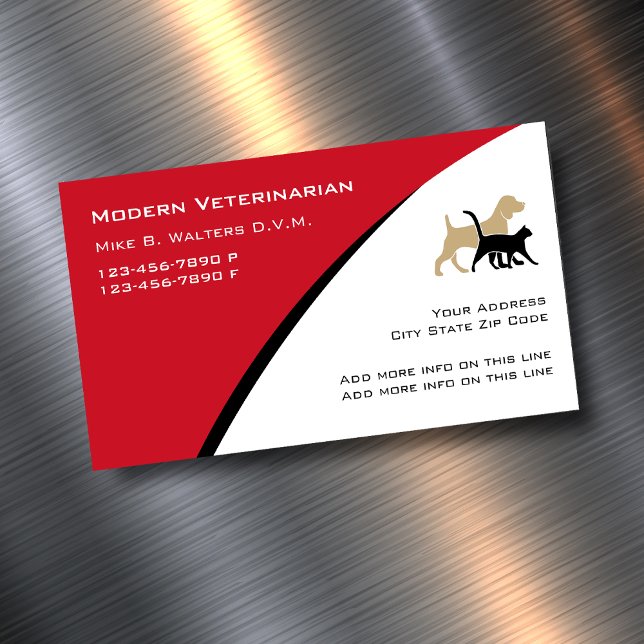 Cartões de visitas Magnéticos Veterinários Moderno (veterinarian magnetic business cards)