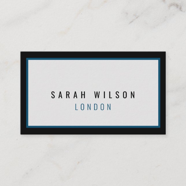 Cartões de visitas marinhos negros minimalistas mo (Frente)