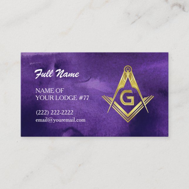 Cartões de visitas Masonic Grand Lodge | Roxo e Do (Frente)