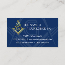 Cartões de visitas Masonic | Marinho Blue Dourado 