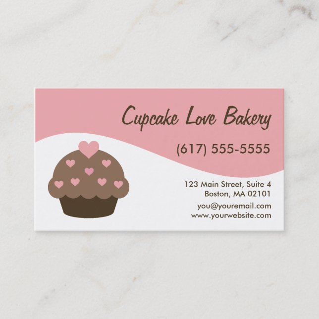 Cartões de visitas modernos cor-de-rosa do cupcake (Frente)