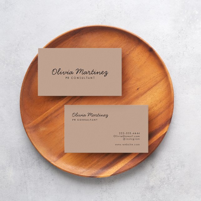 Cartões de visitas modernos | Elevação Da Sua Marc (A modern almond business card with elegant script and modern font. )
