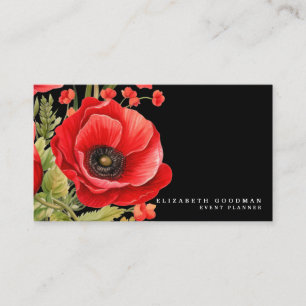 Cartões de visitas Negras Premier Red Poppies