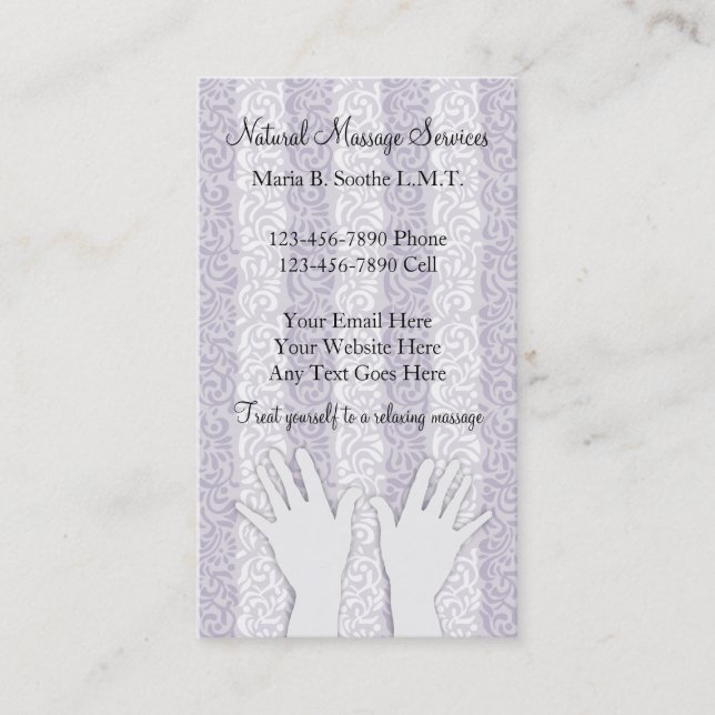 Cartões de visitas originais da massagem (Frente)