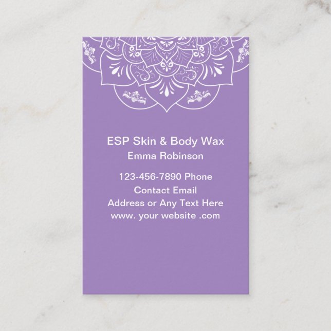 Cartões de visitas Para Tratamento Da Cera Da Pele (Frente)