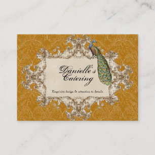 Cartões de visitas - pavão Dourado & gravura a