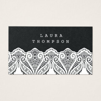 Cartões de visitas Premium Black Lace White
