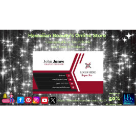 Cartões de visitas Pretas, Vermelhas e Brancas Emb