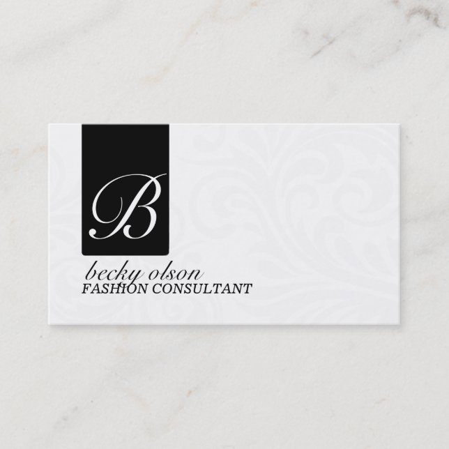 Cartões de visitas preto e branco elegantes (Frente)