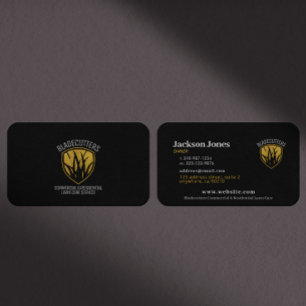 Cartões de visitas Pretos para Emblem de Grama Do