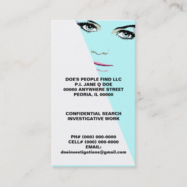 CARTÕES DE VISITAS PRIVADOS INVESTIGATÓRIOS DA (Frente)