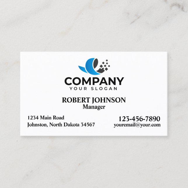 Cartões de visitas profissionais com o seu logotip (Frente)