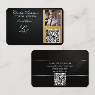 Cartões de visitas qr code,editável,black-gold,fot