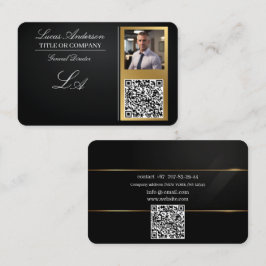 Cartões de visitas qr code,editável,black-gold,fot