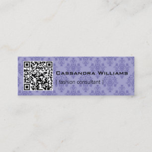 Cartões de visitas QR do CÓDIGO roxo do damasco