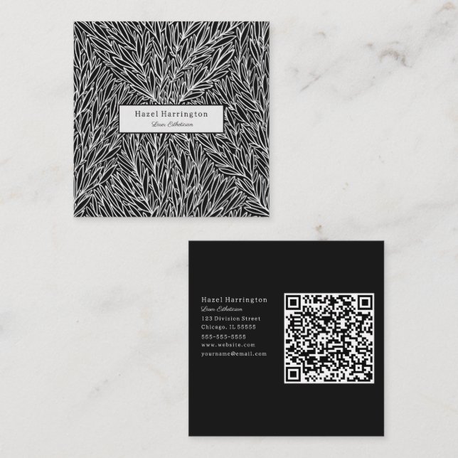 Cartões de visitas quadrados de código QR branco a (Frente/Verso)