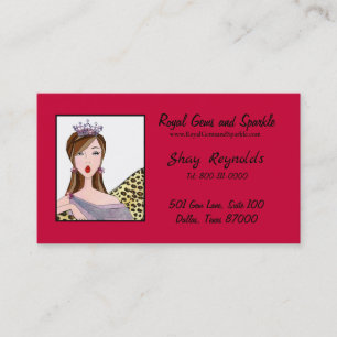 cartões de visitas Rainhas "Royal+Gems & Sparkle"