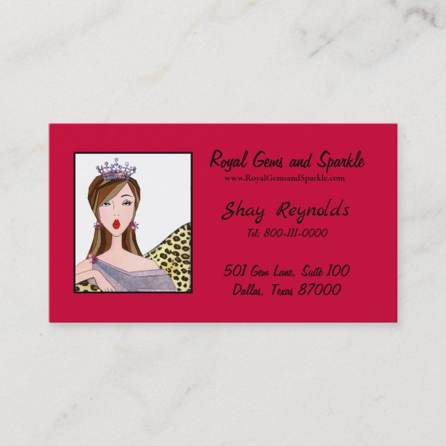 cartões de visitas Rainhas "Royal+Gems & Sparkle" (Frente)