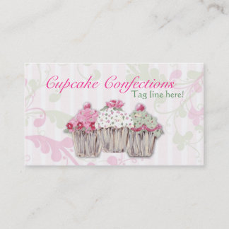 Cartões de visitas rosados do cupcake