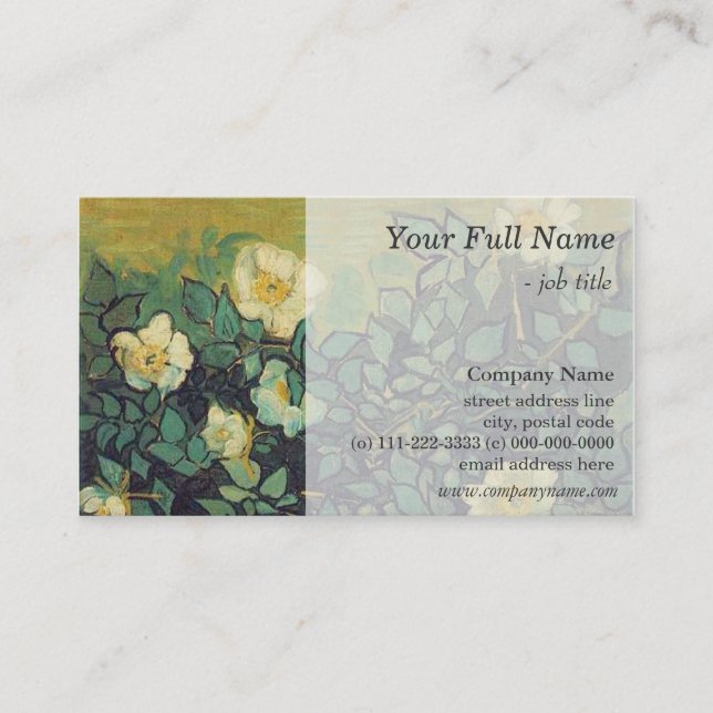 Cartões de visitas rosas selvagens Vintage (Frente)