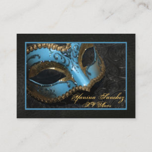 Cartões de visitas RSVP de Mascarada de Teal