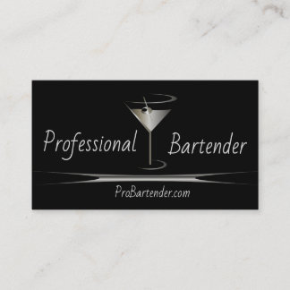 Cartões de visitas Silver Martini Bartender