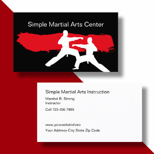 Cartões de visitas simples das artes marciais