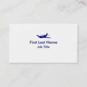 Cartões de visitas simples de avião branco azul